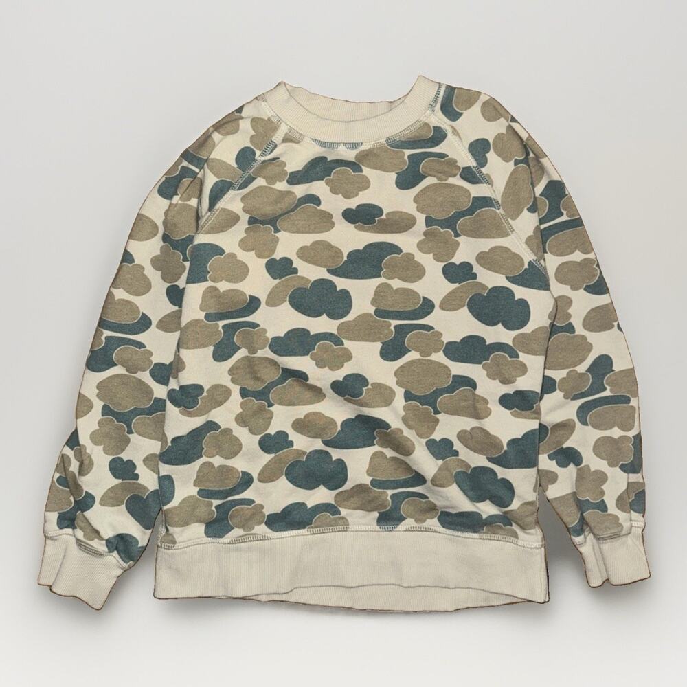 Hanna Anderson Boys Camo Crewneck Sweater Tan Green Size 8